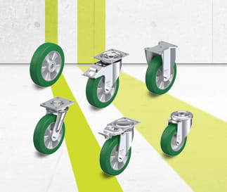Séries de roues et de roulettes ALST avec bande de roulement en polyuréthane Blickle Softhane